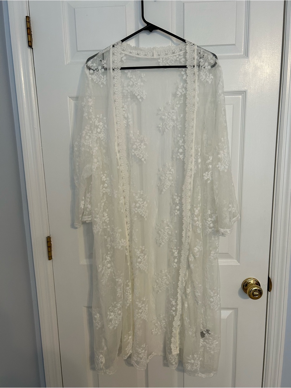 SHEIN Curve 3XL Sheer Duster Jacket - Ivory